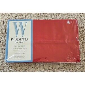 Wamsutta Soft & Easy Twin Flat Sheet NEW NIP Cherry Red 250 Thread Count USA